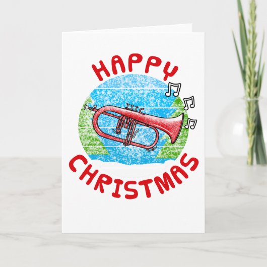 Flugelhorn Christmas Kaart Hornist Messing Musicus (Voorkant)