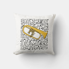 Flugelhorn Musical Notes Brass Muziekdocent Kussen