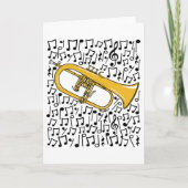 Flugelhorn Musical Notes Hornist Brass Musician Feestdagen Kaart (Voorkant)