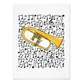 Flugelhorn Musical Notes Hornist Brass Musician Foto Afdruk
