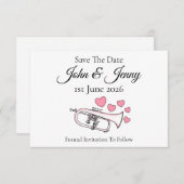 Flugelhorn Muzikant bruiloft Save the Date (Voorkant / Achterkant)