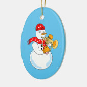Flugelhorn Snowman Keramisch Ornament (Links)
