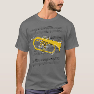 Flugelhorn Speler Hornist Messing Muzikant Kleur T-shirt