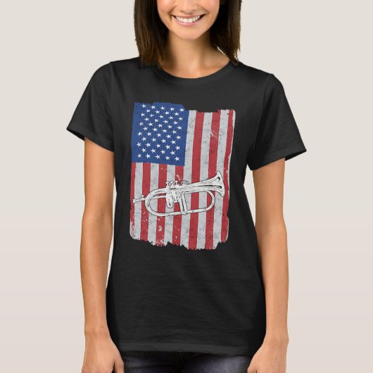 Flugelhorn USA Flag Flugelhorn Player T-shirt (Voorkant)