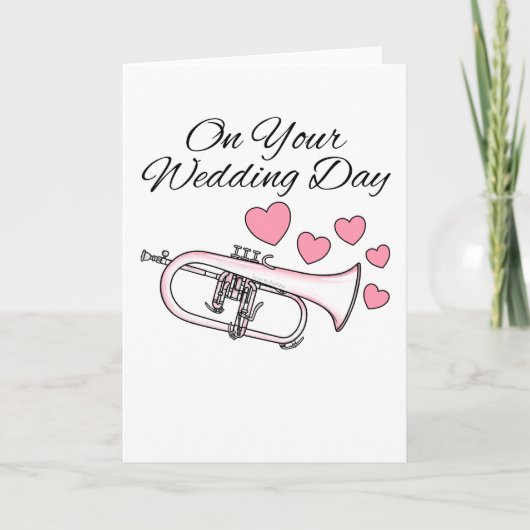 Flugelhorn Wedding Kaart Horn Player Brass Musicia (Voorkant)