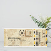 Flugzeug Bordkarte Ticket Hochzeitzegladung Kaart (Staand voorkant)