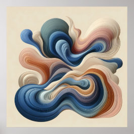 Fluid Abstract Flow – Earth & Blue Ribbon Art Poster