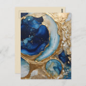 Fluid Abstract Gold-Navy Beach Briefkaart (Voorkant / Achterkant)
