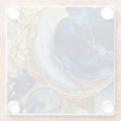 Fluid Abstract Gold-Navy Beach Glazen Onderzetter (Achterkant)