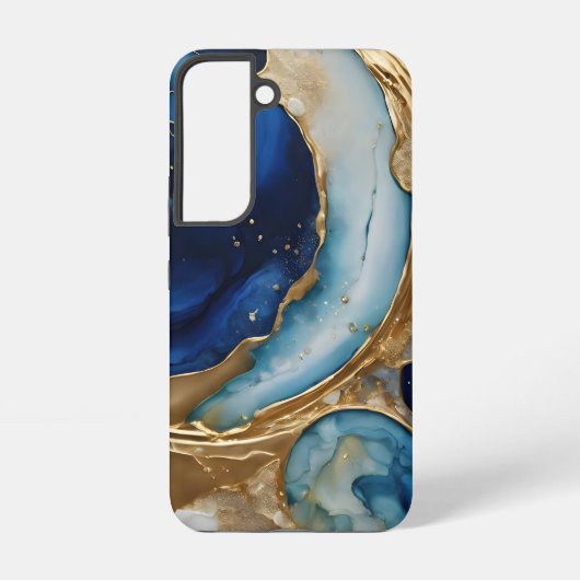 Fluid Abstract Gold-Navy Beach Samsung Galaxy Hoesje (Achterkant)