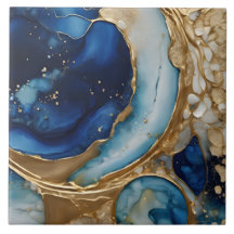 Fluid Abstract Gold-Navy Beach