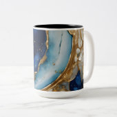 Fluid Abstract Gold-Navy Beach Tweekleurige Koffiemok (Voorkant rechts)