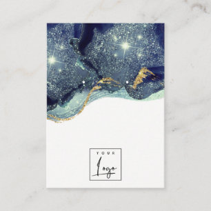 Fluid Abstract Gold Navy Glitter Earning Display Visitekaartje