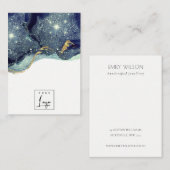 Fluid Abstract Gold Navy Glitter Earning Display Visitekaartje (Voorkant / Achterkant)