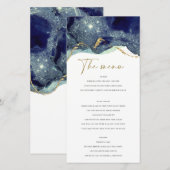 Fluid Abstract Ink Gold Navy Glitter-menukaart Bedankkaart (Voorkant / Achterkant)