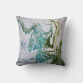 Fluid Abstract Marmer Groen Wit Modern Kussen (Voorkant)