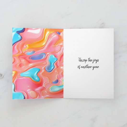 Fluid Abstract Ontwerp met Rits voor Verjaardag Kaart (Binnen)