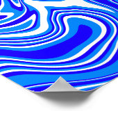 Fluid Abstract Swirl in blauw en wit Poster (Hoek)