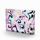 Fluid Art Cotton Snoep Roze, Blauwgroen, zwart en  Fotoblokken (Rechts)