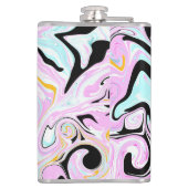 Fluid Art Cotton Snoep Roze, Blauwgroen, zwart en  Heupfles (Achterkant)