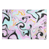 Fluid Art Cotton Snoep Roze, Blauwgroen, zwart en  Kussensloop (Achterkant)