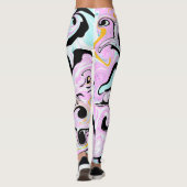 Fluid Art Cotton Snoep Roze, Blauwgroen, zwart en Leggings (Achterkant)