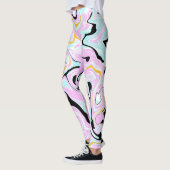 Fluid Art Cotton Snoep Roze, Blauwgroen, zwart en  Leggings (Links)