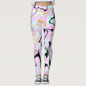 Fluid Art Cotton Snoep Roze, Blauwgroen, zwart en Leggings (Voorkant)