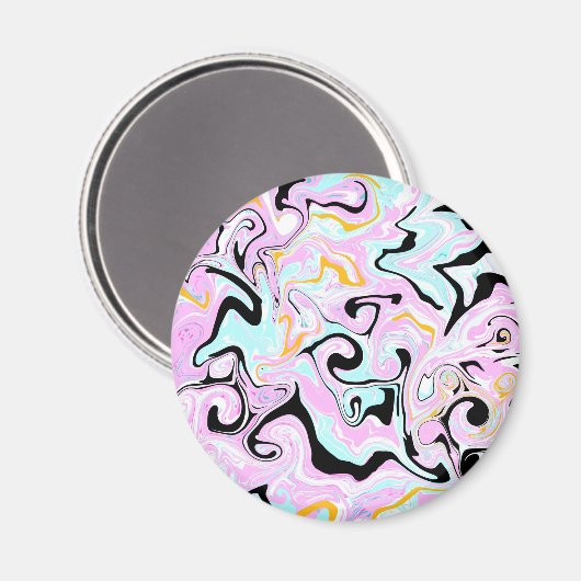 Fluid Art Cotton Snoep Roze, Blauwgroen, zwart en  Magneet (Voorkant / Achterkant)