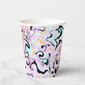 Fluid Art Cotton Snoep Roze, Blauwgroen, zwart en  Papieren Bekers (Voorkant)