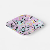 Fluid Art Cotton Snoep Roze, Blauwgroen, zwart en Papieren Bordje (Gebogen)