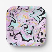 Fluid Art Cotton Snoep Roze, Blauwgroen, zwart en Papieren Bordje (Voorkant)