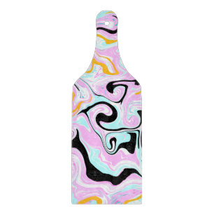 Fluid Art Cotton Snoep Roze, Blauwgroen, zwart en Snijplank