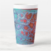 Fluid Art Large Latte Mok in Red Blue en White (Voorkant)