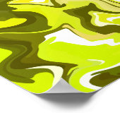 Fluid Art met levendige gele en groene wervelingen Poster (Hoek)