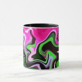 Fluid Art met levendige roze en groene wervelingen Mok (Midden)