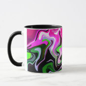 Fluid Art met levendige roze en groene wervelingen Mok (Links)