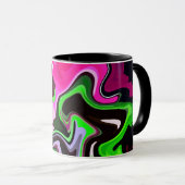 Fluid Art met levendige roze en groene wervelingen Mok (Voorkant rechts)