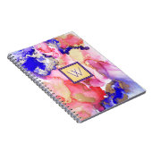 Fluid Art Monogram Rood Paars Abstract Notitieboek (Rechterzijde)