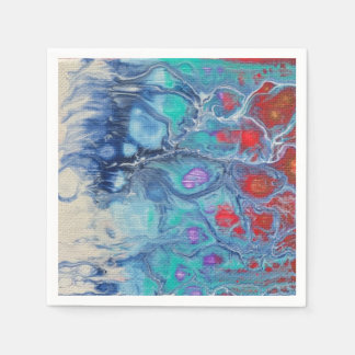 Fluid Art Red White Blue Paper Napkin Servet