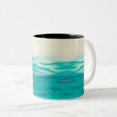 Fluid Art Turquoise Wavy Waterverf Aangepaste naam Tweekleurige Koffiemok (Voorkant rechts)
