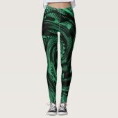 Fluid Blauw Groen Flowy abstract Levendig Leggings (Voorkant)