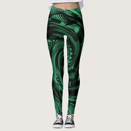 Fluid Blauw Groen Flowy abstract Levendig Leggings