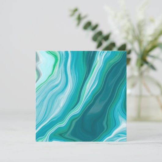 Fluid Blue en Turquoise Digital Art Bedankkaart (Staand voorkant)