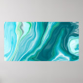 Fluid Blue en Turquoise Digital Art Poster (Voorkant)