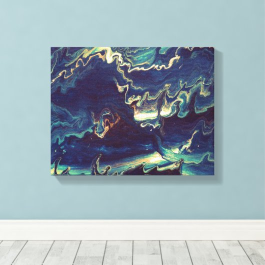 Fluid Blues II Canvas Afdruk (Insitu (Houten vloer))