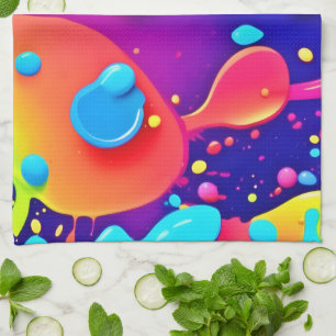 Fluid Color Chaos: dynamisch digitaal kunstwerk Theedoek