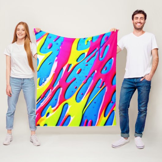Fluid Colors: een druppelend Abstract meesterwerk Fleece Deken (In situ)
