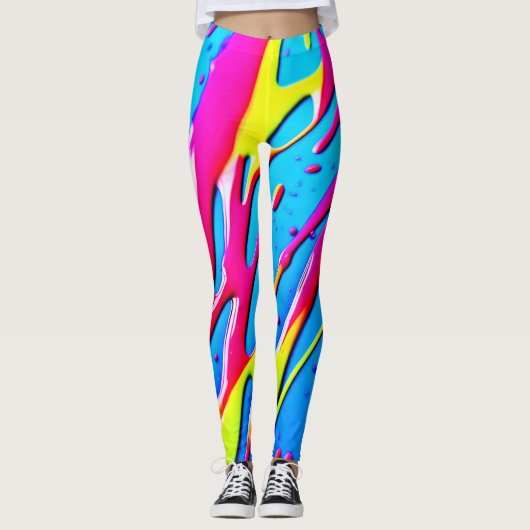 Fluid Colors: een druppelend Abstract meesterwerk Leggings (Voorkant)