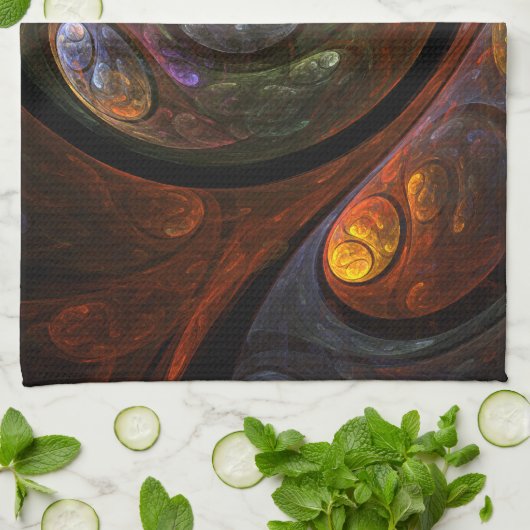 Fluid Connection Abstracte Art Kitchen Towel Theedoek (Gevouwen)